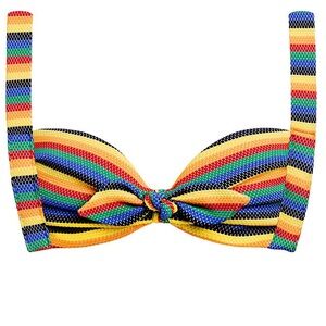 Montce Multicolor Rainbow Stripe Bikini Top - Yellow, Green, Blue, Red, Black